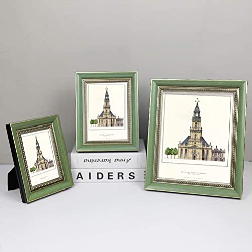 Bwpframe Vintage Picture Frames 5X7 Green With Real Glass Solid Wood Frames For Table Top Or Wall Mounting Display(Green, 5X7) #TOP6