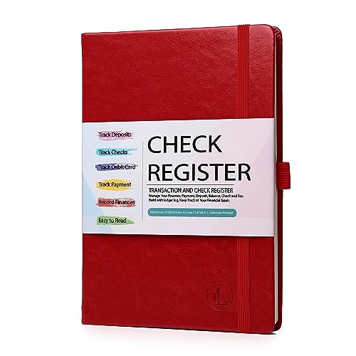 Check Register, Account Ledger Transaction Register Log Book for for Personal Checkbook Small Business, Track Payments, Deposits, Debit Card, A5 PU Hardcover with Calendars 2024
