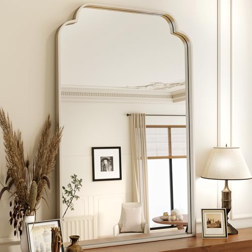 XRAMFY 30" x 48" Silver Arch Bathroom Mirror, Wall Mounted
