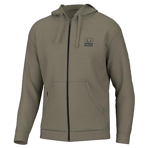 Image of HUK Men's Huk'd Up Logo Full Zip, Fleece Jacket With Stretch
