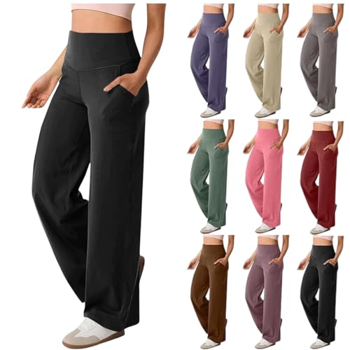 Yoga Pants Women High Waist Wide Leg Sweatpants Loose Casual Comfy Palazzo Stretch Trousers with Pockets