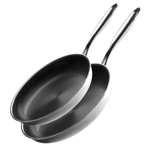 Onyx Cookware Pfannenset 24+28 cm | Beschichtete Pfannen Induktion | Bratpfanne für alle Herdarten | Kratzfeste Antihaft-Oberfläche | 3-Schicht Edelstahl/Aluminium | Ofenfest bis 260°C | PFAS-frei