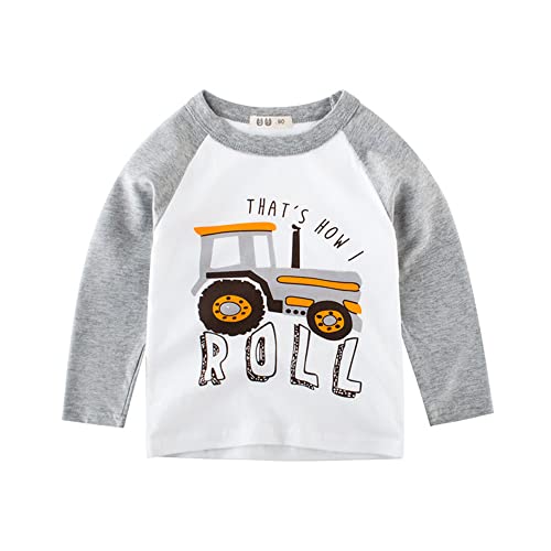 Boys Casual Long Sleeve Crew Neck Cotton Dinosaur Printed Tops T-Shirts 3 Packs Set 1-7T3