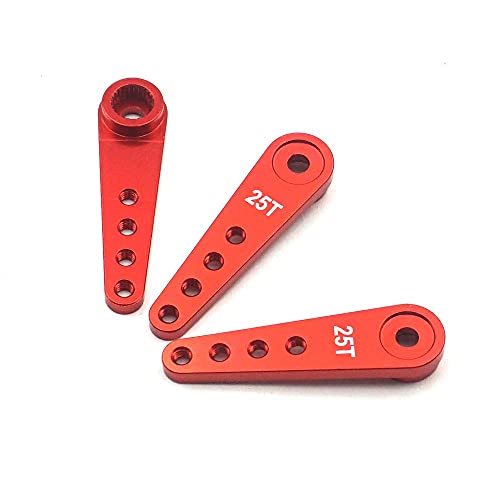 3Pcs Axixi 25T Metal Servo Horn Extension Steering Arm Server Rocker,For Futaba Savox Power Hd Hsp Himoto Mg995 Mg996 Servos Motor 1/10 Redcat Traxxas Trx4 Axial Scx01 Rc Car Crawler,L37Mm (Red) #TOP3