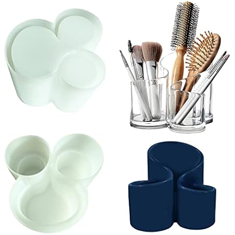 Silicone Resin Storage Box Mold, 3 Slots Pen Holder Mold, Makeup Brush Organizer, Lipstick Container, Jewelry Storage, Silicone Mold DIY, Home Decoration Clay Casting Mold Cover