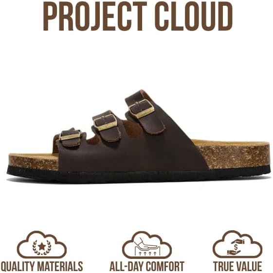 Project Cloud 100% Genuine Leather Summer Sandals for Women 2026 - Memory Foam & Cork Footbed Beach Vacation Essentials Womens Sandals Comfortable Lightweight Slides for Women Footwear (Capri) - Image 4