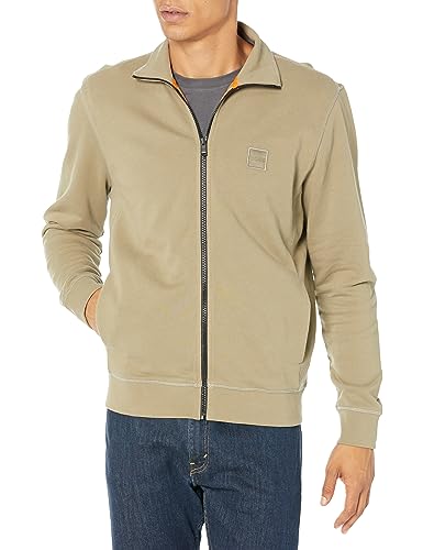 BOSS Men's Square Patch Logo Zip Up French Terry Sweatshirt