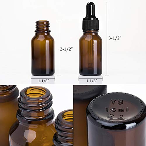 Kingrol K-15MLDROPPERBOTTLES-AMBER-40 40 Pack Amber Glass Bottles With Glass Eye Dropper, 1/2 Oz Dropper Bottles For Essential Oils, Perfumes, Aromatherapy, Chemistry Lab Chemicals thumb #2