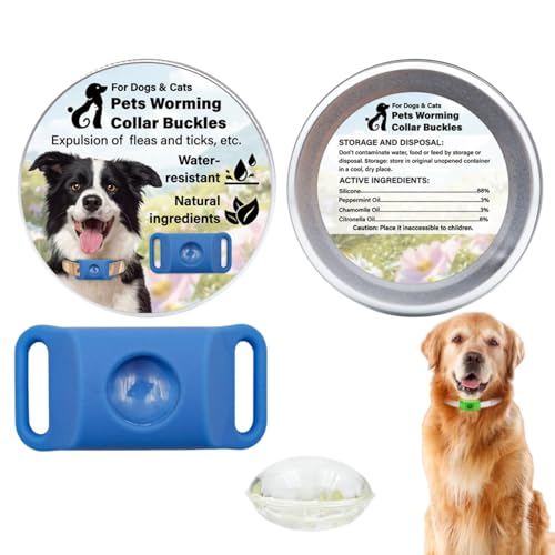 Aquality Pets Collare Antiparassitario Naturale,Ingredientes Totalmente Naturales, Proporciona Protección Segura Y Duradera (Azzurro+(2 cápsulas))