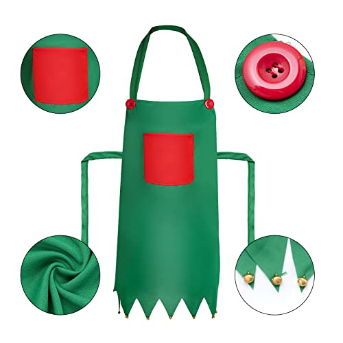 HOVEOX 4 peças avental de elfo de Natal e chapéu de elfo conjunto de avental e chapéu de elfo aventa