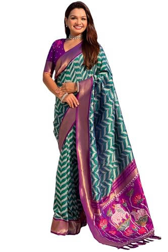 SGF11 Women's Kanjivaram Patola Soft Pure Silk Sarees With Unstitched Blouse Piece product image 8