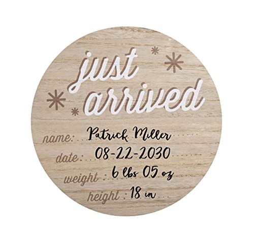 Image of Reece Studio New Baby Birth Announcement Fill-In Photo Prop, Newborn Hospital Wooden Birthday Sign, Customizable New Baby Board, Gift For Expecting Moms