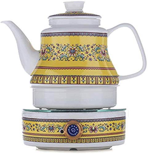 Haushalts-Wasserkocher Emaille gelb 0,8 l weißes Porzellan