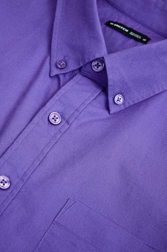 Image of SNITCH Men Casual & Semi-Formal Shirt | Regular Fit Long Sleeve Button-Down Collar Solid Oxford Style | 100% Cotton Breathable Fabric for Office, Date Night