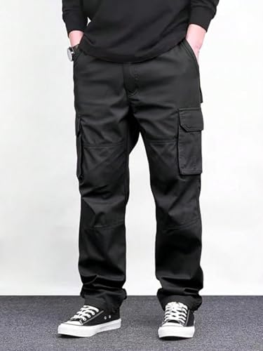 Lymio Men Cargo || Men Cargo Pants Cotton || Casual Cargos Pant (Cargo-46-49), Black, 3XL
