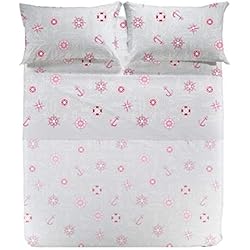 Caleffi Nautic - Juego de sábanas, algodón, Coral, Individual