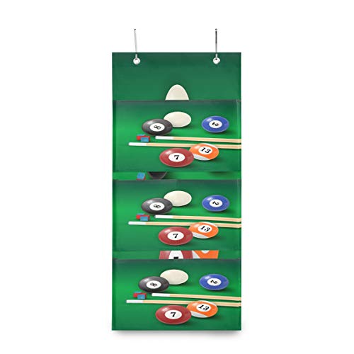 iRoad faltbare Aufbewahrungstasche mit Snooker-Aufdruck, zum Aufhängen, mit 4 Taschen, Aufbewahrungstasche für Küche, Schlafzimmer, Kinderzimmer