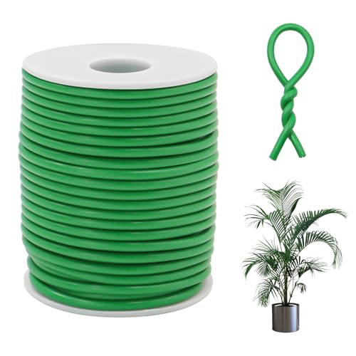BEASAFY 3,5 mm x 20 m para plantas, alambre de encuadernación recubierto de alambre verde para plantas, alambre suave para jardín, para el cuidado del jardín de plantas trepadoras, arbustos y flores,