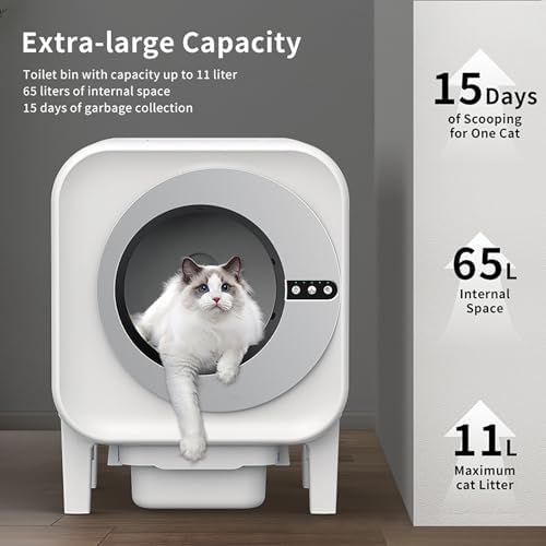 Large Automatic Self-Cleaning Litter Box for Multiple Cats - Smart Enclosed Cat Litter Box with APP Control, Air Purification, Deodorization & Multi-Cat Recognition, Compatible with All Litters