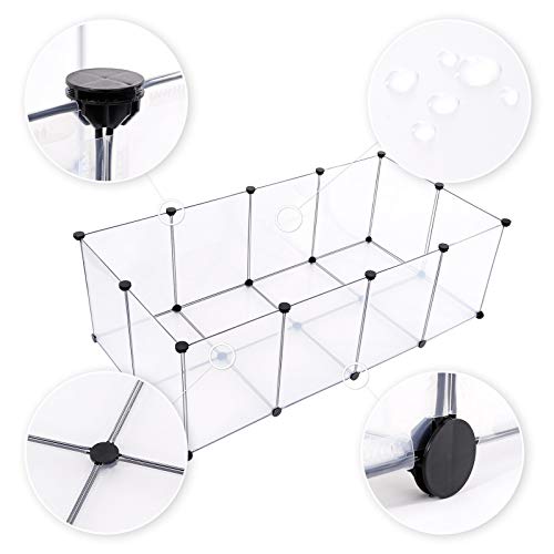 lionto Freigehege für Kaninchen aus pflegeleichtem Kunststoff, 145x74x47 cm, erweiterbares Gehege für Kleintiere mit Bodenplatte, simples Stecksystem & einfache Reinigung, für innen & außen