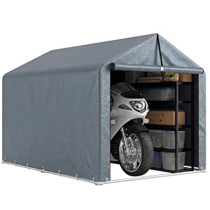 Outsunny Garagenzelt 2, 2 x 1, 6 m Wasserdicht Gerätezelt mit Rollbar Reißverschlusstür Satteldach Stahlrahmen, UV-beständig Lagerzelt, Zeltgarage Unterstand für Gartengeräte Werkzeuge Dunkelgrau