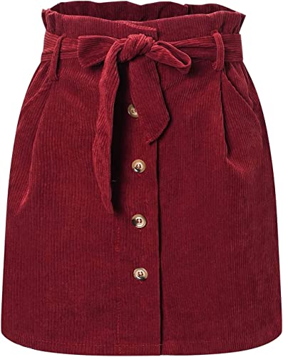 SOLY HUX Damen Cordrock A-Linie | Vintage Minirock Mit Reißverschluss | Herbst Casualrock