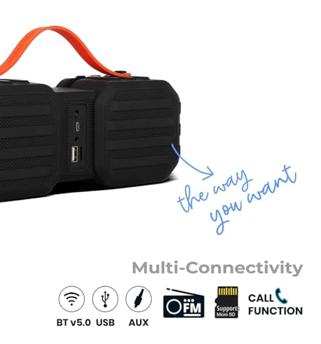 ZEBRONICS Sound Feast 50, 14 W Portable Speaker Supporting Bluetooth, Pendrive Slot, mSD Card, FM, Call Function (Black) - Image 4