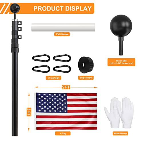 Scwn Flag Pole For Outside In Ground-25Ft Telescoping Extra Thick Heavy Duty Flagpole For Yard,With 3X5 American Flag,Telescopic Adjustable Outdoor Flag Poles,For Commercial Or Residential(Black) #TOP2