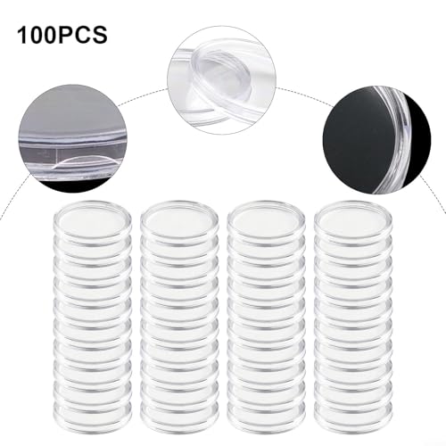 Cajas transparentes para monedas, 200 piezas, 32 mm diámetro interno miniatura 3