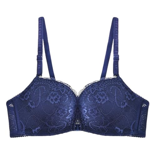 Pechos por circunstancias Abzu geben vorne geschlossen, T-Rücken ÜberGröße, nahtloser, ungefütterter BH für große Brüste Damen Bustier Polstert, azul, A