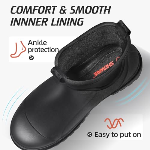 Showave Ankle Rain Boots Women Waterproof Garden Boot Comfort Lined Rubber Mud Chore Booties Slip on Chelsea Rain Footwear2