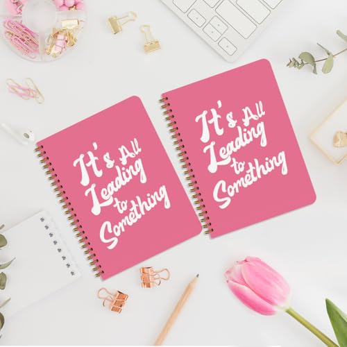 Image of 2Pcs Spiral Notebook, Floral Rough Draft College Ruled Spiral Notebook, 160 Pages Hardcover Notebooks Journals for Writing Travel Business Office, Christian Pink Aesthetic Notebooks for Women