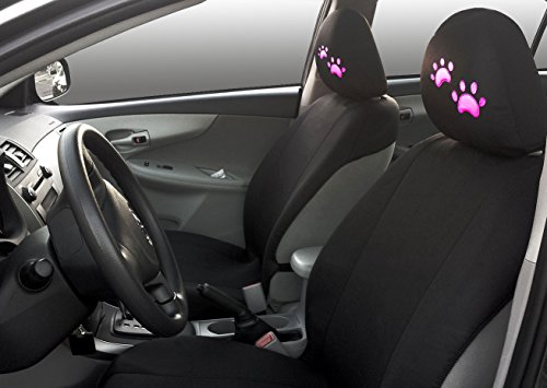 Yupbizauto Embroidery Pink Paws Design Car Seat Headrest Covers Universal Fit For Cars Vans Trucks-Sold By A Pairs #TOP4