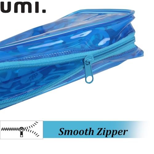 Image of Amazon Brand - Umi Clear Pencil Pouch PVC Large Pencil Case Zippered Waterproof Stationery Pouch for Students Yellow,Pencil Case,Office Supplies (Blue)