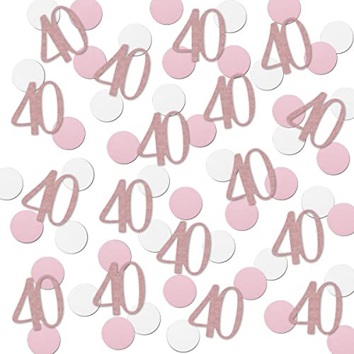 Rose Gold 40 Confetti, 40Th Glitter Birthday Number Confetti, 200Pcs Anniversary Party Table Decoration Supplies #TOP19