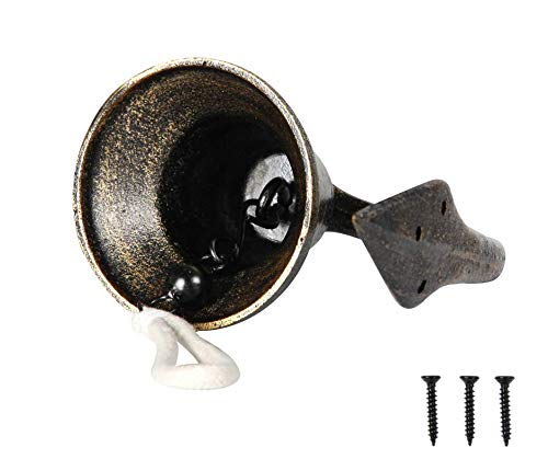 Upstreet Outdoor Dinner Bells Made of Cast Iron | Bracket Mounts Bell to Both Indoor Outdoor Wall Surfaces (Venetian Bronze, 6) - Thumbnail 2