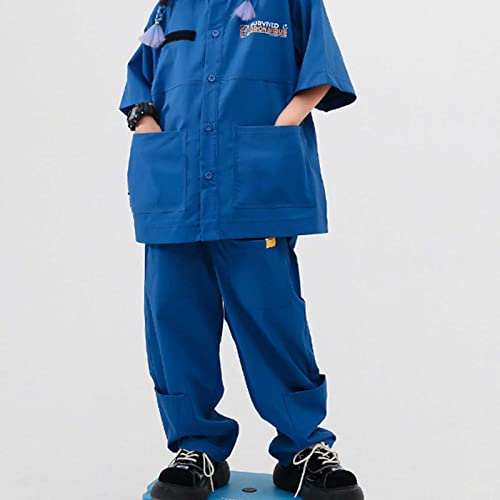 Kids Girls Boys Solid Color Cargo Pants Elastic High Waist Joggers with Pockets Casual Baggy Pants2