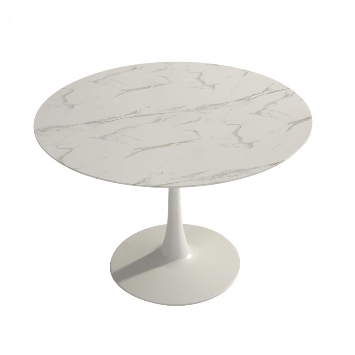AltoBuy Scars - Table Ronde Ø110cm Céramique Blanche Motif Craquelures