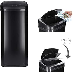 Cubo Basura Xiaomi Comprar Cubo de basura automática con sensor 30 - 60L con accesorio para papelera, acero pintado, rectangular o redondo, apertura/cierre automático - Papelera automática con sensor (Negro, 50L, Rectangular)