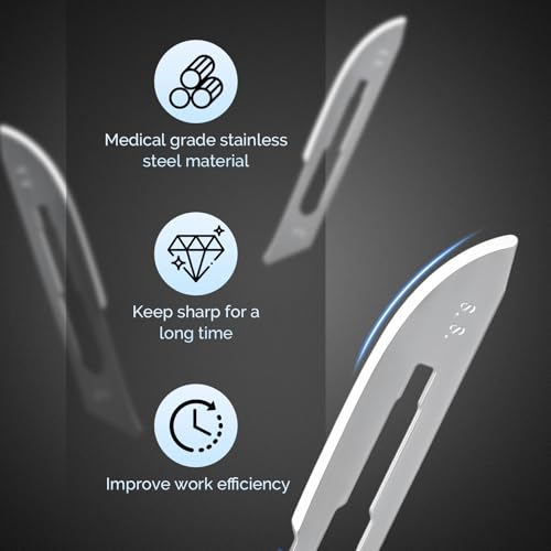 Image of JMU 100pcs Scalpel Blades Sterile #20, Disposable Stainless Steel Surgical Blades, Individually Foil Wrapped