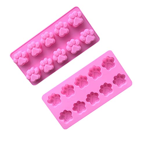 Karjiaja 2 Pack Silikonformen Puppy Dog Paw Shaped, Silikonform Hundepfote Wiederverwendbare Bakeware Maker, Lebensmittelecht, Für Schokolade, Süßigkeiten, Gelee, Eiswürfel, Hundeleckerli