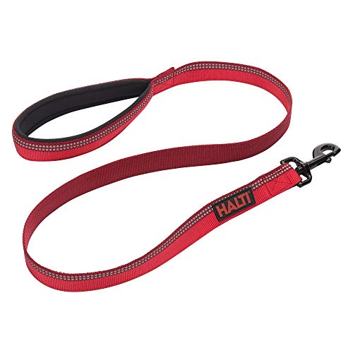 Guinzaglio per cani HALTI - tessuto 3M catarifrangente e impugnatura imbottita in neoprene. Comodo e facile da utilizzare. Ideale per cani di taglia media e grande, e per cuccioli (Taglia L, Rosso)