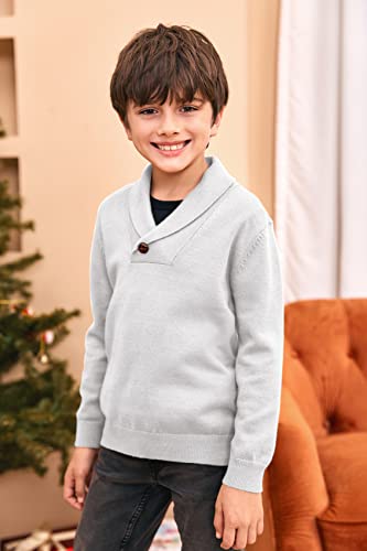 Makkrom Toddler Baby Boy Girl Shawl Collar Pullover Cable Sweaters Knit V Neck Christmas Fall Wniter Outfit White 2-3T #TOP1