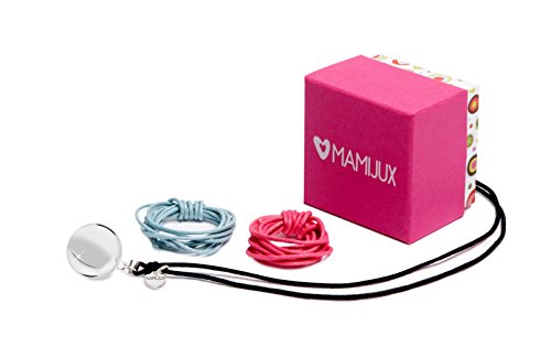 MAMIJUX Die u0093Schwangerschaft Klangkugelu0094, versilbert nickelfrei, mit bunten Tragegurten