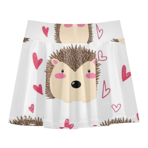 Joisal Girls' Shorts Athletic Skorts Toddler Tennis Skirts Flowy Teen Skirt Cute Hedgehogs Pink Hearts 3t2