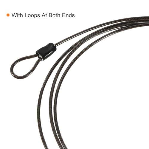 PATIKIL Security Steel Cable 2.5mm x 1m/3.28ft Coated Luggage Lock Wire Rope with Double Loop Black, Orange 2 Pack - Image 4