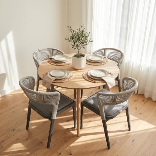 Image of PURPLE LEAF Outdoor Patio Dining Chair 2 with Built-in Cushions Gray