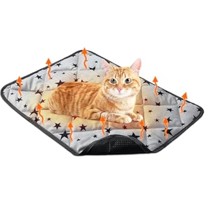 Self Warming Cat Bed Self Heating Dog Mat Star Pattern Warm Thermal Pet Pad Reflects Body Heat Washable Soft Puppy Crate Pad Anti Slip Kennel Mat for Pets(Grey,18'' L X 24'' W X 0.4'' Th)
