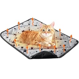 Clysee Self Warming Cat Bed Self Heating Dog Mat Star Pattern Warm Thermal Pet Pad Reflects Body Heat Washable Soft Puppy Crate Pad Anti Slip Kennel Mat for Pets(Grey,18'' L X 24'' W X 0.4'' Th)