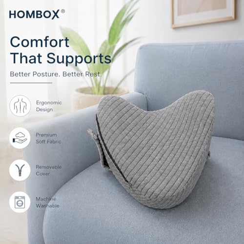 Image of HOMBOX Knee Pillow for Side Sleeper, Memory Foam, Sciatica and Hip Pain Relief, Ergonomic Design, Washable Cover, Grey, Pack of 1 (DIL Shape)